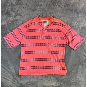 Vintage Hysteria Henley Shirt M Pink Purple Stripe 90s Grunge Skater Oversized